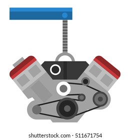 Engine icon automobile motor vehicle and engine icon transportation, pictogram flat design