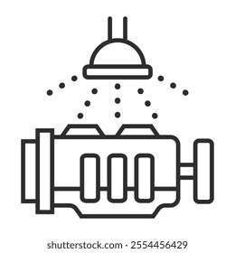 Engine icon, Car wash symbol outline icon, editable vector illustration and transparent graphic element. Isolated on white background