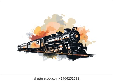 engine, icon, illustration, sign, symbol, background, electric, art, isolated, logo, design, vintage, classic, label, artwork, smoke, travel, silhouette, transit, transportation, transport, railroad, 