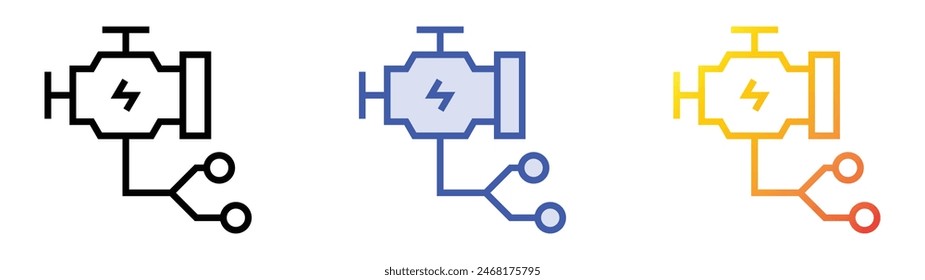 engine icon. Linear, Blue Fill and Gradient Style Design Isolated On White Background