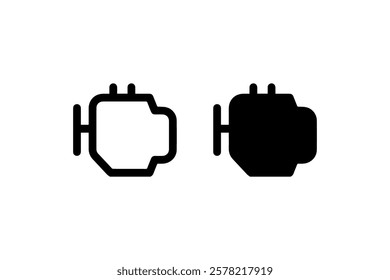 Engine Icon in Outline and Solid Styles vector