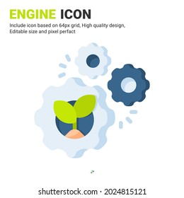 Engine icon vector with flat color style isolated on white background. Vector illustration gear sign symbol icon concept for digital farming, farm, technology, industry, agriculture and all project