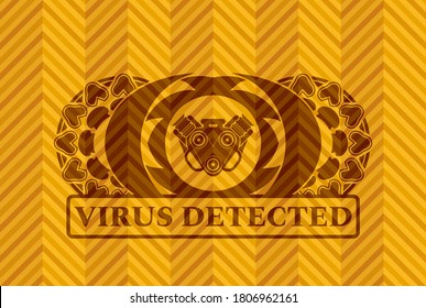 engine icon and VIRUS DETECTED text orange badge. Geometric delicate background. Vector illustration.  - Powered by Shutterstock - Get 15% off with code: PIKWIZARD15