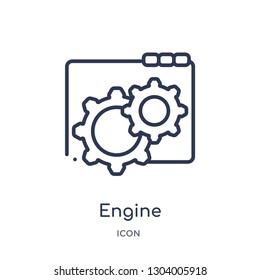 engine icon from web outline collection. Thin line engine icon isolated on white background.