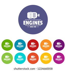 Engine icons color set vector for any web design on white background