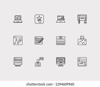 Engine icons set. Digital marketing and engine icons with website analysis, customer review and statistic. Set of talk for web app logo UI design.