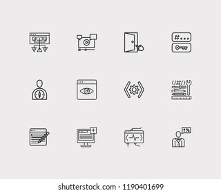 Engine icons set. Tags and engine icons with sitemap, plugin and SEO consulting. Set of professional for web app logo UI design.