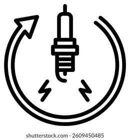 Engine Ignition System icon line vector illustration