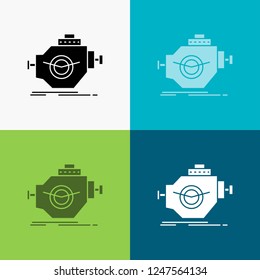 Engine, industry, machine, motor, performance Icon Over Various Background. glyph style design, designed for web and app. Eps 10 vector illustration