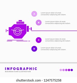 Engine, industry, machine, motor, performance Infographics Template for Website and Presentation. GLyph Purple icon infographic style vector illustration.