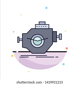Engine, industry, machine, motor, performance Flat Color Icon Vector