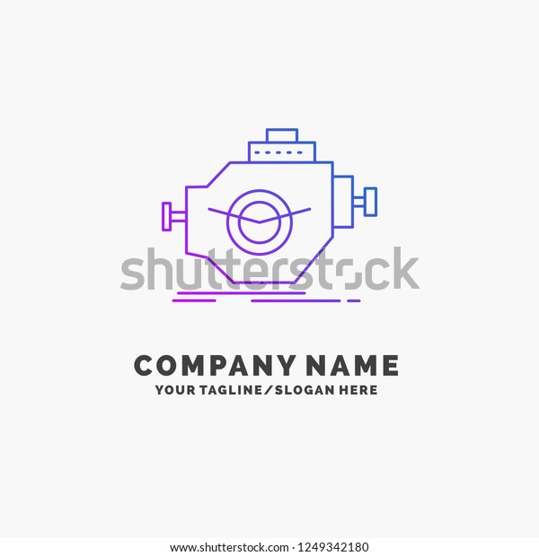 Engine, industry, machine,\
motor, performance Purple Business Logo Template. Place for\
Tagline