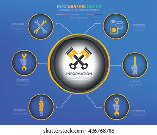 Engine info graphic design on blue background,vector
