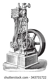 Engine John And Henry Gwynne, Vintage Engraved Illustration. Industrial Encyclopedia E.-O. Lami - 1875.
