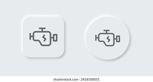 Engine line icon in neomorphic design style. Machine signs vector illustration.
