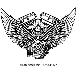 engine logo with wings t-shirt design