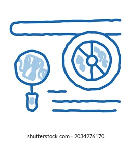 Engine Magnifier sketch icon vector. Hand drawn blue doodle line art Engine Magnifier sign. isolated symbol illustration