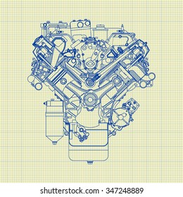 Engine Mechanical Background Blueprint