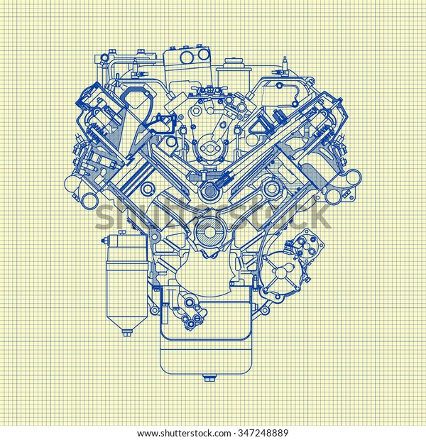 Engine mechanical\
background blueprint