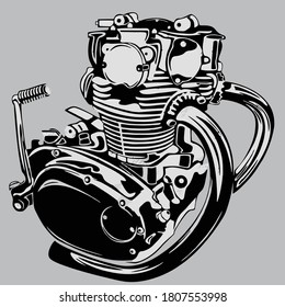engine motor crome black design powerfull tecnology