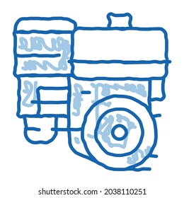 engine motor kart sketch icon vector. Hand drawn blue doodle line art engine motor kart sign. isolated symbol illustration