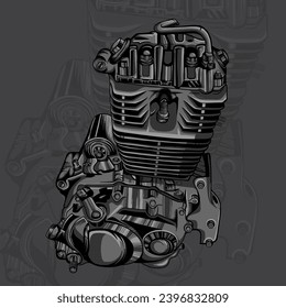 engine motorcycle vektor illustration art 