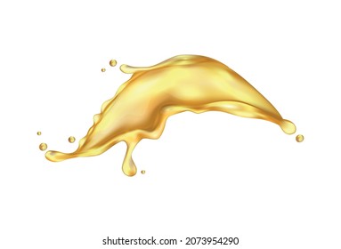 Engine oil advertising realistic composition with isolated image of oil splash with drops vector illustation