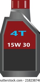 ILUSTRACIÓN DEL VECTOR DE COLOR ROJO Y NEGRO DEL FRASCO DE ACEITE DEL MOTOR 4T