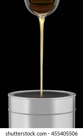 engine oil flowing into the barrel