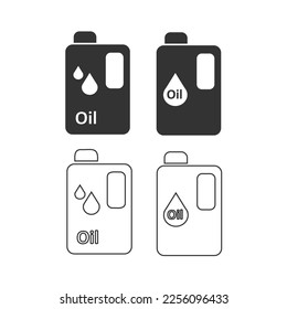 Engine oil icon. Canister oil set line and background vector ilustration.