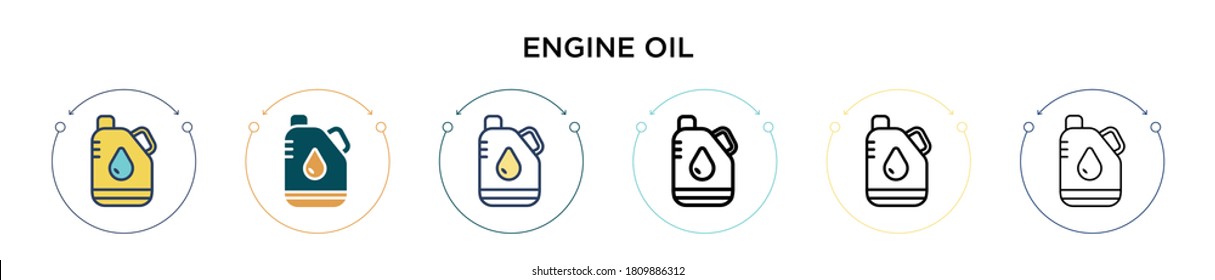 Icono de aceite del motor en el estilo relleno, delgado, contorno y trazo. Ilustración vectorial de dos diseños de vectores de aceite de motor de color y negro se pueden utilizar para móviles, ui, web