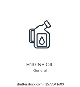 Engine oil icon. Thin linear engine oil outline icon isolated on white background from general collection. Line vector sign, symbol for web and mobile