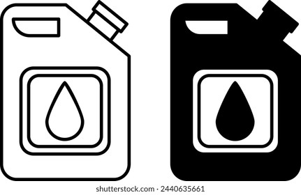 Engine Oil Icons. Black and White Vector Icons of Canisters with Motor Oil. Car service concept