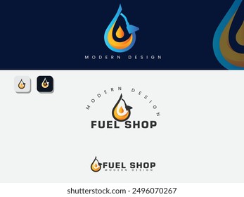 Engine oil logo design vector with gradient color. Fuel logo design with fuel nozzle and oil drop icon. Colorful Oil gas industry creative logo desig.