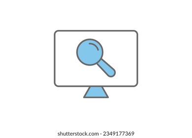 Icono de Optimización del motor. Icono relacionado con la optimización del motor de búsqueda. adecuado para diseño de sitios web, aplicación, interfaces de usuario. estilo de icono de línea plana. Diseño de vector simple editable