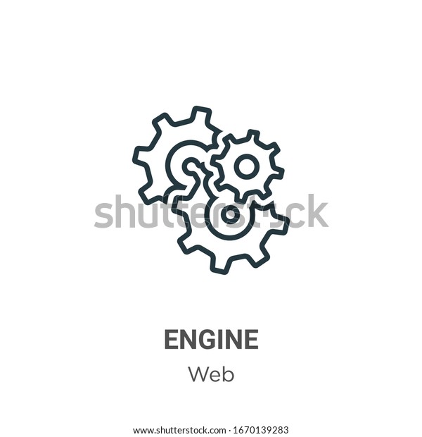 Engine outline vector icon.\
Thin line black engine icon, flat vector simple element\
illustration from editable web concept isolated stroke on white\
background