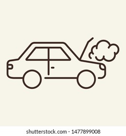 Engine Overheated Line Icon. Car, Fume, Overheat. Car Repair Concept. Vector Illustration Can Be Used For Topics Like Auto Service, Motor Maintenance, Advertising