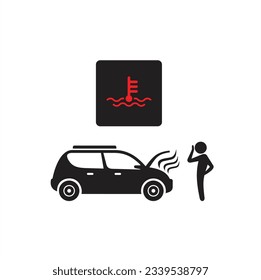 engine overheating symbol, vector art.