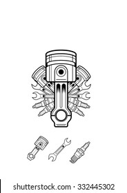 Engine parts in retro style