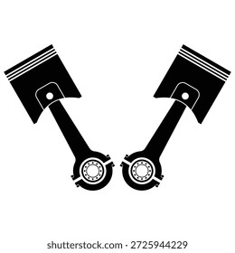 Pistão do motor e ícone da haste de conexão. Ilustração vetorial
