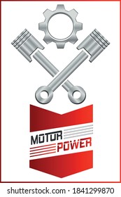 engine piston with gear wheel - motor power logo design