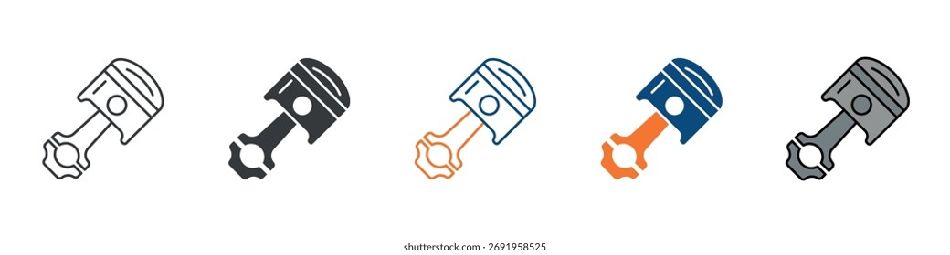 Engine Piston Icon Set Multiple Style Collection