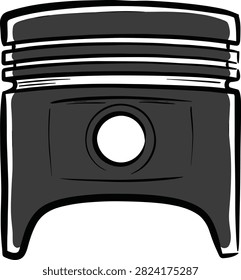 Engine piston illustration isolated on white background used in motor vehicles and machinery