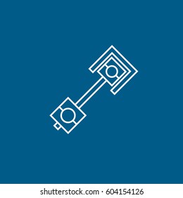 Engine Piston Line Icon On Blue Background
