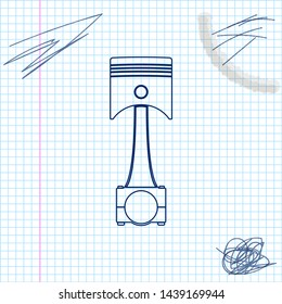 Engine piston line sketch icon isolated on white background. Car engine piston sign. Vector Illustration