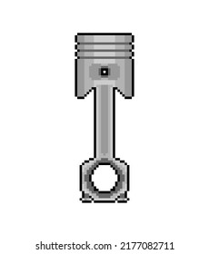 Engine piston pixel art. 8 bit motorcycle pistons icon. pixel art Vector illustration