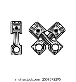 Engine Piston Vector Isolated Monochrome Stock Illustration