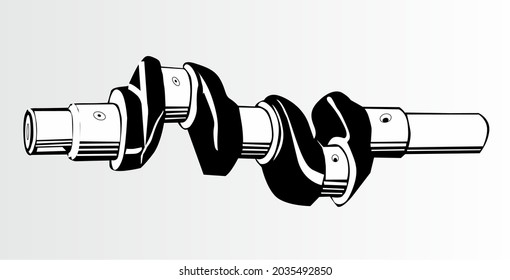 contorno de los pistones del motor. Representación vectorial de 3d. Las capas de líneas visibles e invisibles están separadas