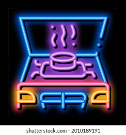 engine problem under hood neon light sign vector. Glowing bright icon engine problem under hood sign. transparent symbol illustration