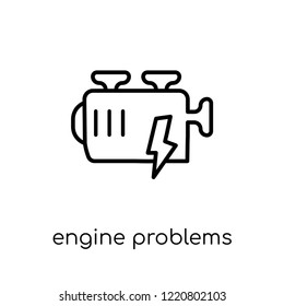 Engine problems icon. Trendy modern flat linear vector Engine problems icon on white background from thin line Insurance collection, editable outline stroke vector illustration